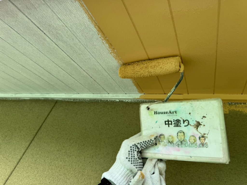 天井中塗り