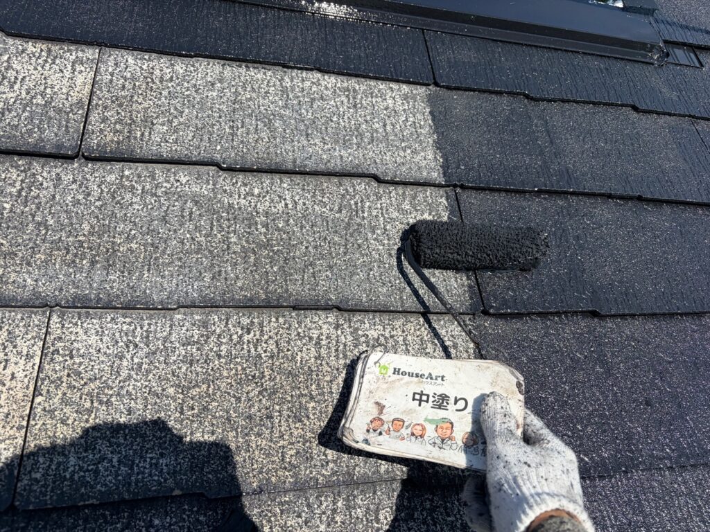 屋根　中塗り